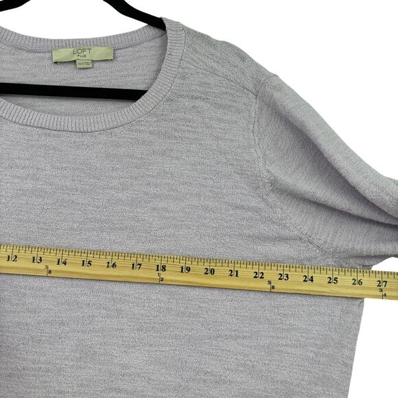 Loft Sweater Womens Size 20/22 Lavender Cotton Blend Slub Knit Pullover Stretch - Picture 7 of 9